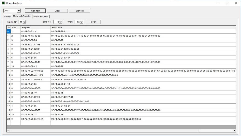 PC-Software des Motorrad-Emulators PC-Software des Motorrad-Emulators